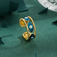 Copper Casual Simple Style Epoxy Hollow Out Inlay Eye Zircon Open Rings main image 1