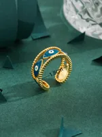 Copper Casual Simple Style Epoxy Hollow Out Inlay Eye Zircon Open Rings main image 4