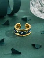 Copper Casual Simple Style Epoxy Hollow Out Inlay Eye Zircon Open Rings main image 2
