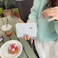 Women's Stripe Canvas Zipper Wallets main image 3