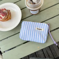 Women's Stripe Canvas Zipper Wallets sku image 1