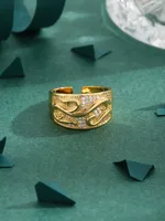 Copper 18K Gold Plated Inlay Irregular Zircon Rings main image 2