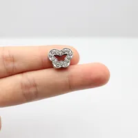 1 Piece Alloy Rhinestones Heart Shape Beads sku image 2