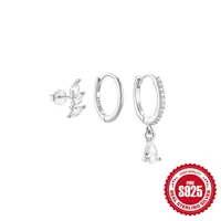 3 Pieces Set Simple Style Geometric Plating Inlay Sterling Silver Turquoise Zircon Earrings sku image 14