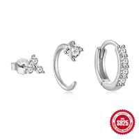 3 Pieces Set Simple Style Geometric Plating Inlay Sterling Silver Turquoise Zircon Earrings sku image 4