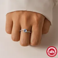 Sterling Silver Sweet Plating Inlay Geometric Zircon Open Rings main image 3
