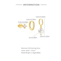 3 Pieces Set Simple Style Geometric Plating Inlay Sterling Silver Turquoise Zircon Earrings main image 8