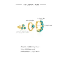 3 Pieces Set Simple Style Geometric Plating Inlay Sterling Silver Turquoise Zircon Earrings main image 7
