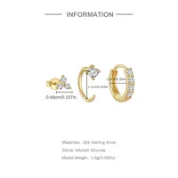 3 Pieces Set Simple Style Geometric Plating Inlay Sterling Silver Turquoise Zircon Earrings main image 6
