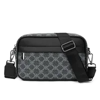 Men's Geometric Pu Leather Polyester Zipper Crossbody Bag sku image 3