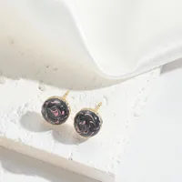 1 Pair Vintage Style Simple Style Round Plating Copper 14K Gold Plated Ear Studs sku image 6