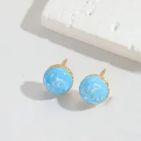 1 Pair Vintage Style Simple Style Round Plating Copper 14K Gold Plated Ear Studs sku image 3