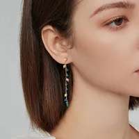 1 Pair 925 Sterling Silver Freshwater Pearl Geometric Drop Earrings main image 4