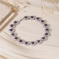 Wholesale Romantic Shiny Heart Shape Copper Inlay 18K Gold Plated Zircon Bracelets main image 2