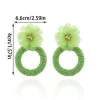 1 Pair Vacation Beach Sweet Circle Flower Arylic Raffia Hoop Earrings main image 9