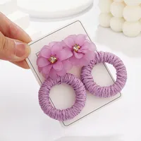 1 Pair Vacation Beach Sweet Circle Flower Arylic Raffia Hoop Earrings main image 4