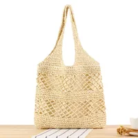 Unisex Large Paper Geometric Streetwear Zipper Straw Bag sku image 1