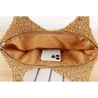 Unisex Large Paper Geometric Streetwear Zipper Straw Bag main image 3