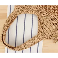 Unisex Large Paper Geometric Streetwear Zipper Straw Bag main image 4