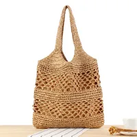 Unisex Large Paper Geometric Streetwear Zipper Straw Bag main image 1