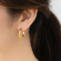 1 Pair Simple Style Classic Style Solid Color Plating Titanium Steel Gold Plated Earrings sku image 1
