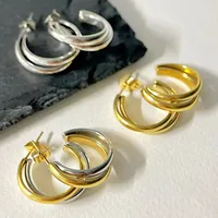1 Pair Simple Style Classic Style Solid Color Plating Titanium Steel Gold Plated Earrings main image 4