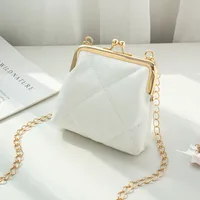 Women's Small Pu Leather Solid Color Lingge Classic Style Streetwear Lock Clasp Cosmetic Bag sku image 1