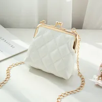 Women's Small Pu Leather Solid Color Lingge Classic Style Streetwear Lock Clasp Cosmetic Bag sku image 5