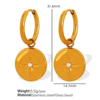 1 Pair Simple Style Heart Shape Plating Inlay Glass Bead Titanium Steel Rhinestones Glass Bead 18K Gold Plated Drop Earrings main image 2