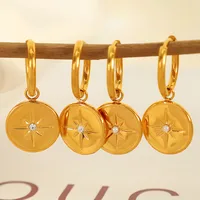 1 Pair Simple Style Heart Shape Plating Inlay Glass Bead Titanium Steel Rhinestones Glass Bead 18K Gold Plated Drop Earrings main image 9