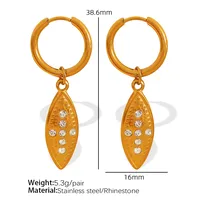 1 Pair Simple Style Heart Shape Plating Inlay Glass Bead Titanium Steel Rhinestones Glass Bead 18K Gold Plated Drop Earrings sku image 5