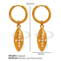 1 Pair Simple Style Heart Shape Plating Inlay Glass Bead Titanium Steel Rhinestones Glass Bead 18K Gold Plated Drop Earrings sku image 4