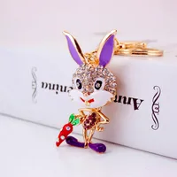 Cute Rabbit Zinc Alloy Plating Inlay Rhinestones Women's Bag Pendant Keychain sku image 3