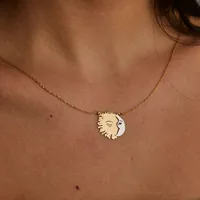 Wholesale Jewelry Modern Style Classic Style Commute Sun Moon 304 Stainless Steel None 18K Gold Plated Pendant Necklace main image 5