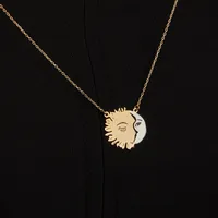 Wholesale Jewelry Modern Style Classic Style Commute Sun Moon 304 Stainless Steel None 18K Gold Plated Pendant Necklace main image 4