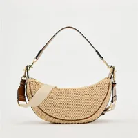 Women's Medium Straw Solid Color Vacation Streetwear Weave Magnetic Buckle Underarm Bag main image 2