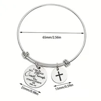 304 Stainless Steel Ferroalloy Silver Plated Hip-Hop Simple Style Commute Cross Letter Bangle main image 6