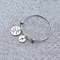 304 Stainless Steel Ferroalloy Silver Plated Hip-Hop Simple Style Commute Cross Letter Bangle main image 4