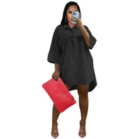 Women's Regular Dress Simple Style Turndown 3/4 Length Sleeve Solid Color Knee-Length Daily main image 5
