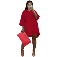 Women's Regular Dress Simple Style Turndown 3/4 Length Sleeve Solid Color Knee-Length Daily main image 3