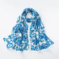 Women's Retro Simple Style Digital Printing Chiffon Scarf sku image 22