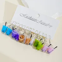 6 Pieces Cartoon Style Cute Color Block Resin Drop Earrings main image 4