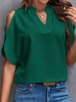 Women's T-shirt Short Sleeve Blouses Elegant Business Solid Color main image 1