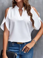 Women's T-shirt Short Sleeve Blouses Elegant Business Solid Color main image 9