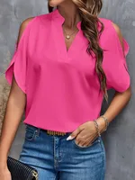 Women's T-shirt Short Sleeve Blouses Elegant Business Solid Color main image 5