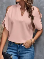Women's T-shirt Short Sleeve Blouses Elegant Business Solid Color main image 8