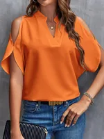 Women's T-shirt Short Sleeve Blouses Elegant Business Solid Color main image 7
