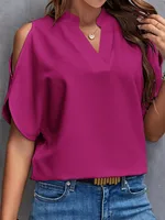 Women's T-shirt Short Sleeve Blouses Elegant Business Solid Color main image 2