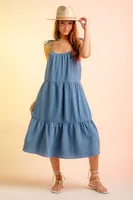Women's Strap Dress Simple Style Strap Sleeveless Solid Color Midi Dress Holiday Daily sku image 1