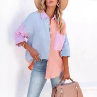 Women's Blouse Long Sleeve Blouses Streetwear Color Block main image 2